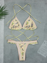 Sexy thong European and American style split triangle lace three-point bikini swimsuit BIKINI new beachwear