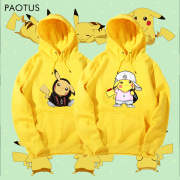 Pikachu đồng thám tử bảo vệ quần áo nam và nữ vài sinh viên mặc một làn sóng của mùa thu và mùa đông loose-fitting bảo vệ áo khoác trùm đầu