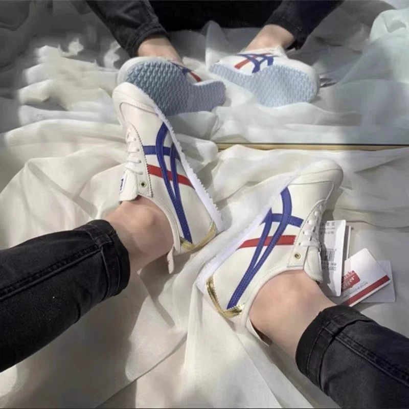 [Onitsuka Tiger鬼冢虎官网女鞋Mexico 66皮面白金男运动板鞋D507L]
