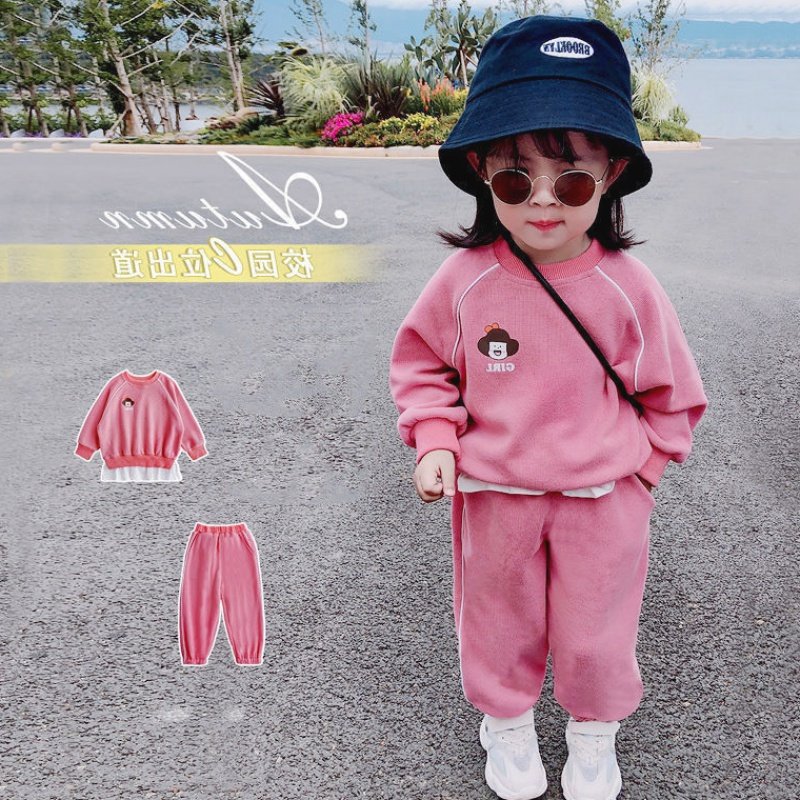 Children's 2022 Autumn Children's Set Casual Girls Thick T-Shirt Pants Baby Coat Little Girl Western Pie Two-Piece Set