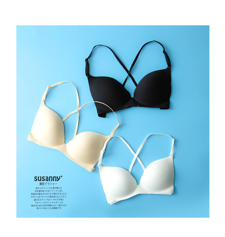 Tam giác cup không có vòng thép không có dấu vết thu thập ánh sáng hàng mỏng của khóa lại chữ thập bikini áo ngực đáy đồ lót