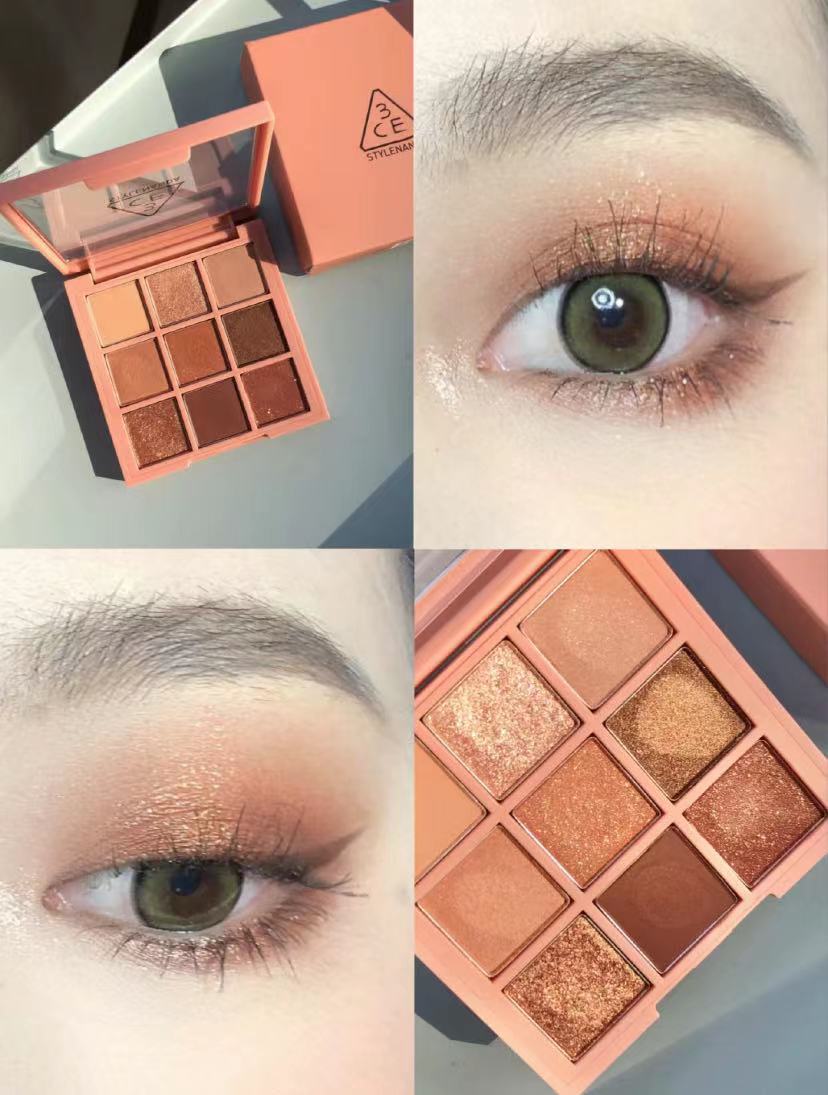 3CE Nine Palace Lattice Eye Shadow Disc Overfire Overtake Pearlescent Pumpkin Color 2021 New