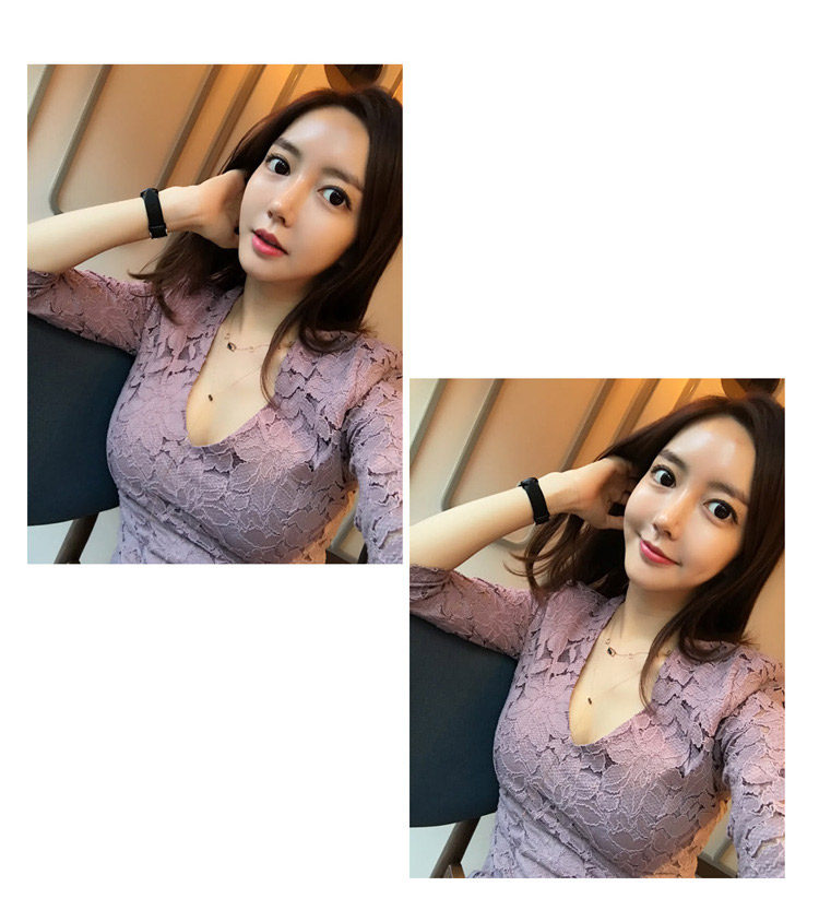 Váy Đầm Ren Nữ Ôm Body Cổ chữ V Tay Lỡ Màu Tím chi tiết 27