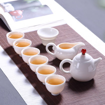 High-end set of high-white porcelain Kung Fu tea cup set Ceramic household black tea tea maker tea set cover bowl set