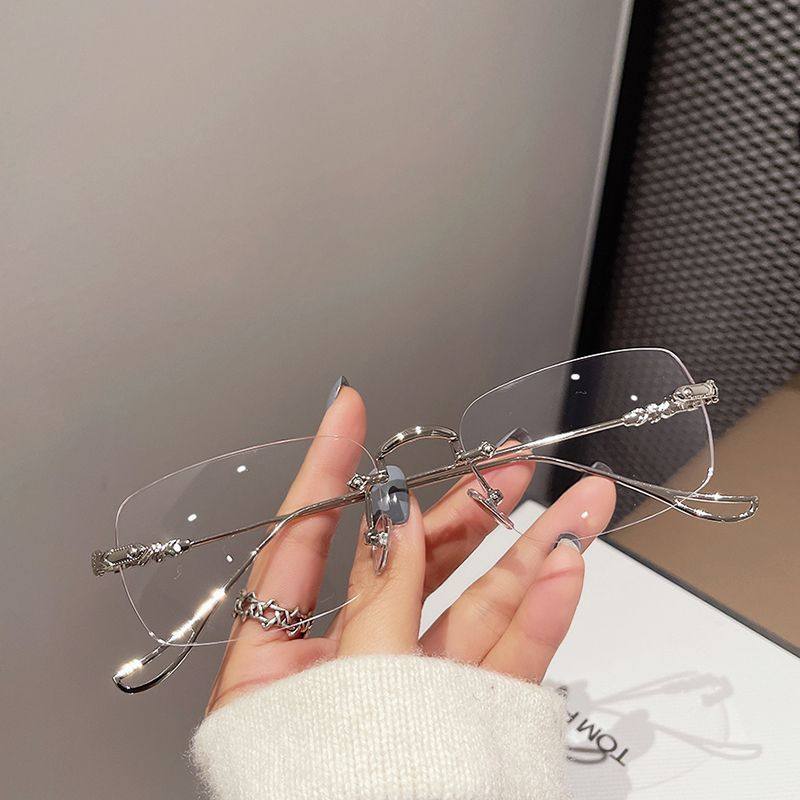 frameless square anti blue light glasses – korean style (no prescription)