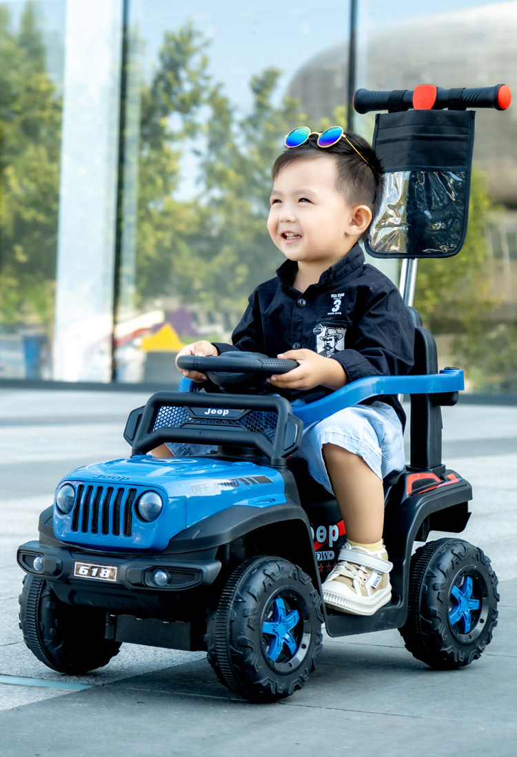 Электромобиль детский 儿童电动车四轮手推越野遥控汽车1-3岁男女宝宝小孩玩具车可坐人