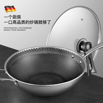 CCKO stainless steel non-stick wok wok fume-free uncoated pot Induction cooker gas suitable for household cooking pot