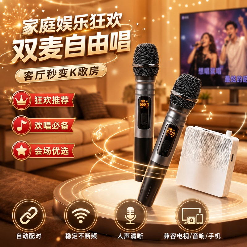 Leji Mu208Pro Projection Tv Karaoke Wireless Microphone Suitable for Home Use Marshall Harman Kardon Microphone
