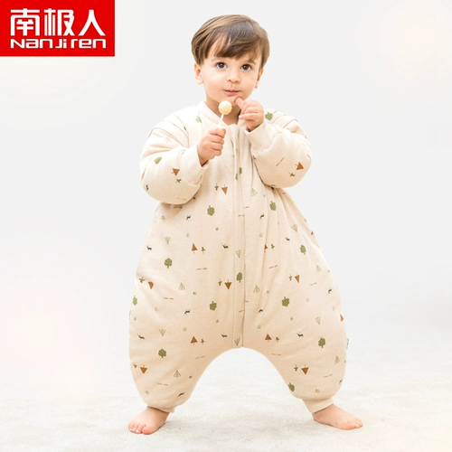 南极人 Детский спальный мешок осенью и зимним анти -ноком от детской зимы сгущенным новорожденным новорожденным цветовой хлопковой сплит