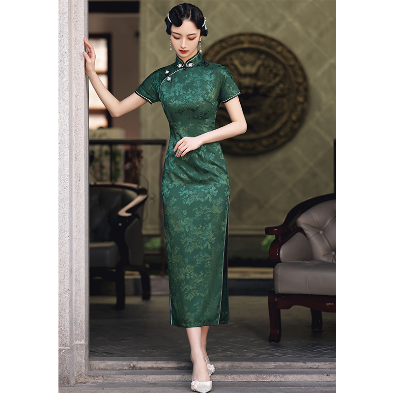 Retro spring summer long fitted cheongsam, elegant dress, 2021 years Retro spring summer long fitted cheongsam, elegant dress, 2021 years