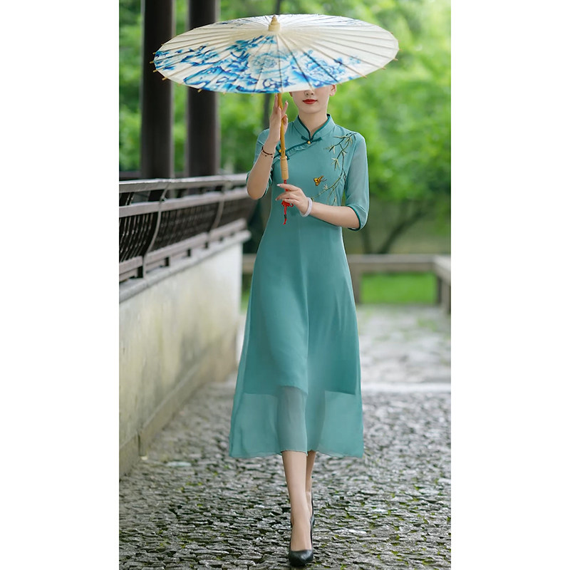 Green improvement bangrobe small man daily 2023 new college entrance examination examination Chinese female dress female summer