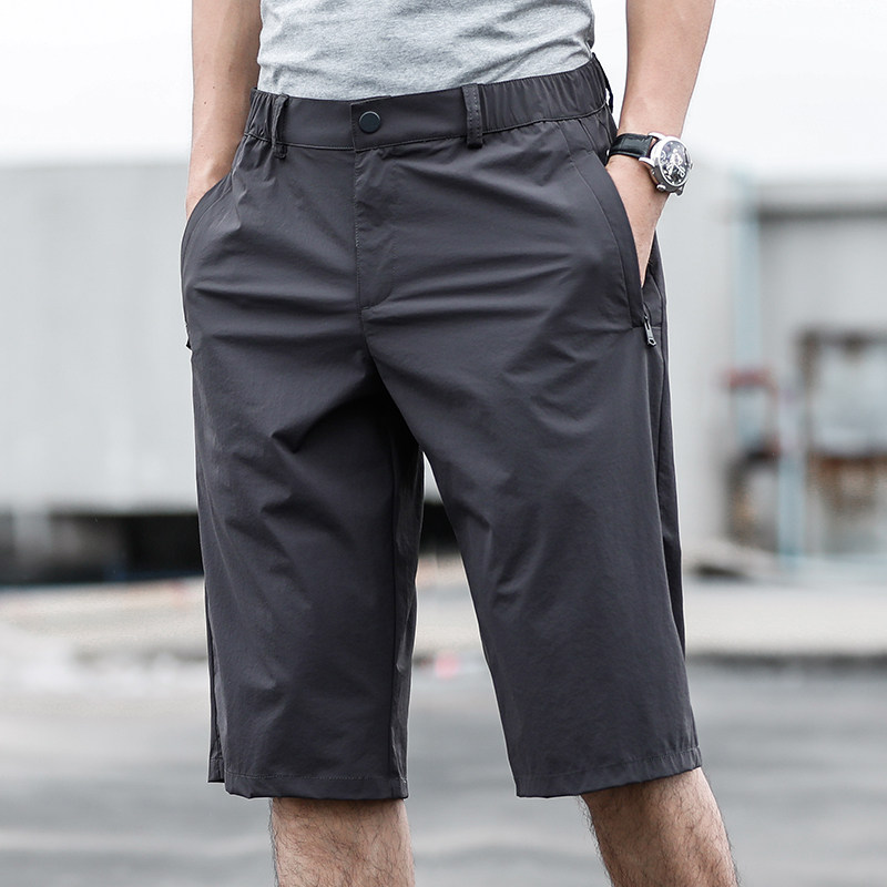 Men Shorts Summer Days Casual Loose slim Ice Silk Speed Dry Sports Pants Middle-aged 50%-7 Pants Outside