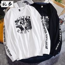 Spring New European and American street trend letter long sleeve T-shirt male youth cotton round neck thin base shirt harbor wind