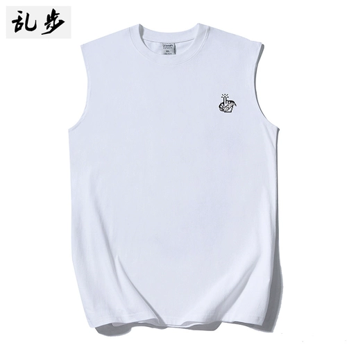 Мужская футболка без рукавов, хлопковая майка, баскетбольный спортивный жилет для спортзала