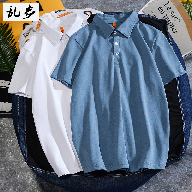 Messy summer new POLO shirt short sleeve T-shirt men's pure color base T-shirt turning over casual handsome blouses
