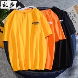 Хлопковая спортивная брендовая базовая приятная телу футболка с коротким рукавом для влюбленных, европейский стиль, свободный крой