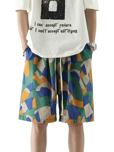 Летние шорты, трендовые хлопковые пляжные штаны, в американском стиле, подходит для подростков, цветочный принт