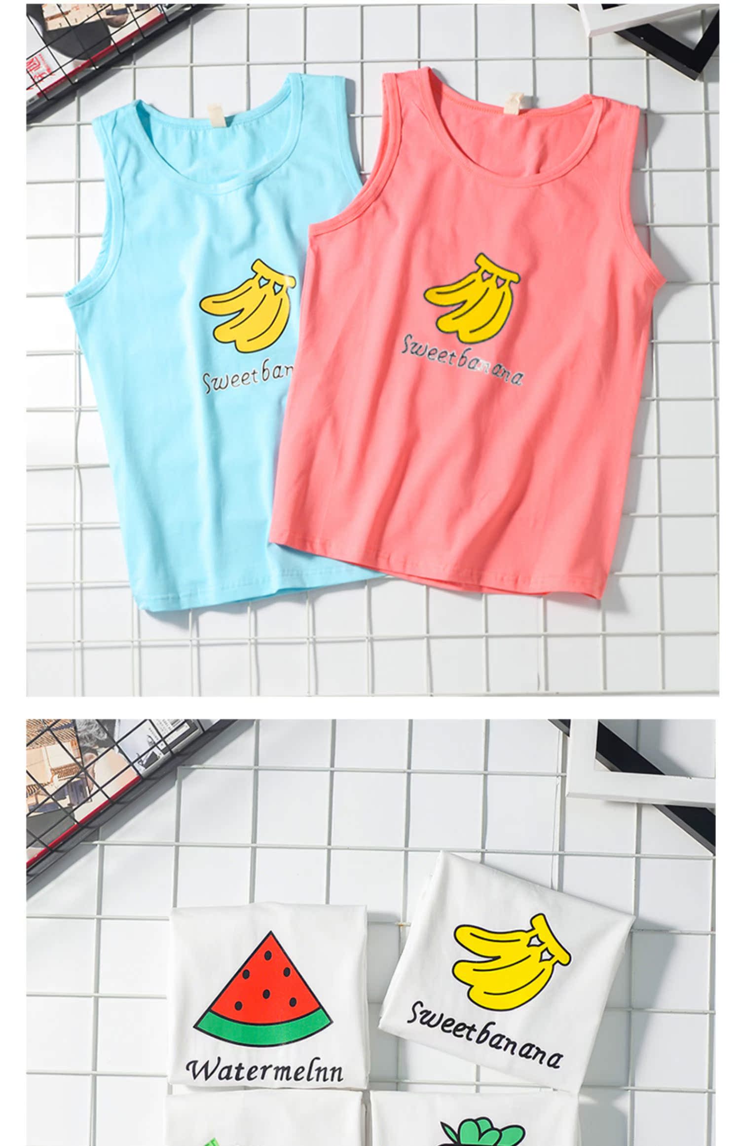 Áo vest mùa hè không tay nam T-shirt thương hiệu áo thể thao rộng tay áo thể thao phiên bản Hàn Quốc của áo vest in hoa quả cá tính - Lót áo thể thao