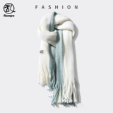 Двухцветный шарф подходит для мужчин и женщин для школьников, зимняя универсальная удерживающая тепло накидка с кисточками, подарок на день рождения