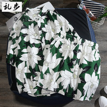 Set mens summer trend Korean personality Hawaiian loose beach shorts casual handsome short sleeve flower shirt tide