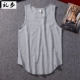 Quần cotton nam treo băng rộng dài đoạn liền màu vest châu Âu và Mỹ dạo phố xuân hè cao cấp lấy áo không tay dưới đáy triều - Áo vest cotton áo phao lông vũ