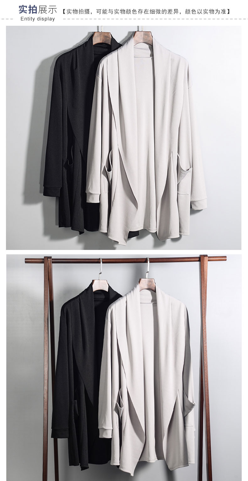 Mùa xuân Nhật Bản phiên bản Hàn Quốc của nam giới áo dài phần áo gió ve áo mỏng áo len cardigan dài tay áo len quần áo nam áo gió đôi