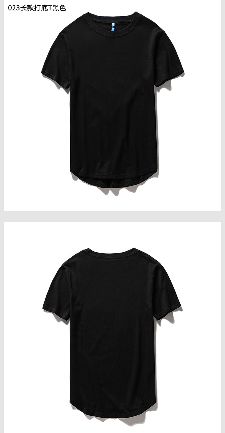 Đường phố dài phần áo thun nam tay ngắn bf gió lỏng thương hiệu hồ quang hem hem cotton đáy áo sơ mi màu rắn bat áo thun nam gucci