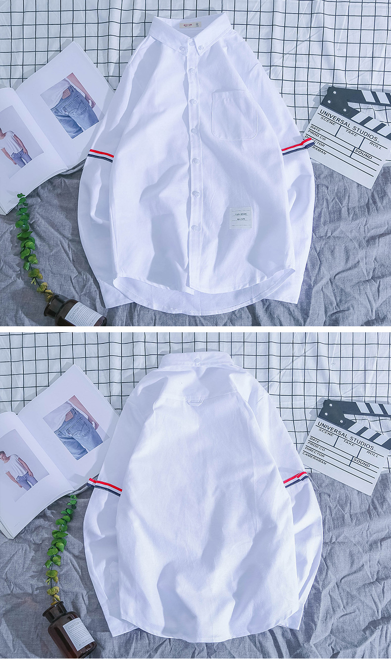 Mùa đông 2018 nam oxford slim áo sơ mi punk dài tay cổng gió nam và nữ đôi TB áo trắng thủy triều sơ mi kẻ caro