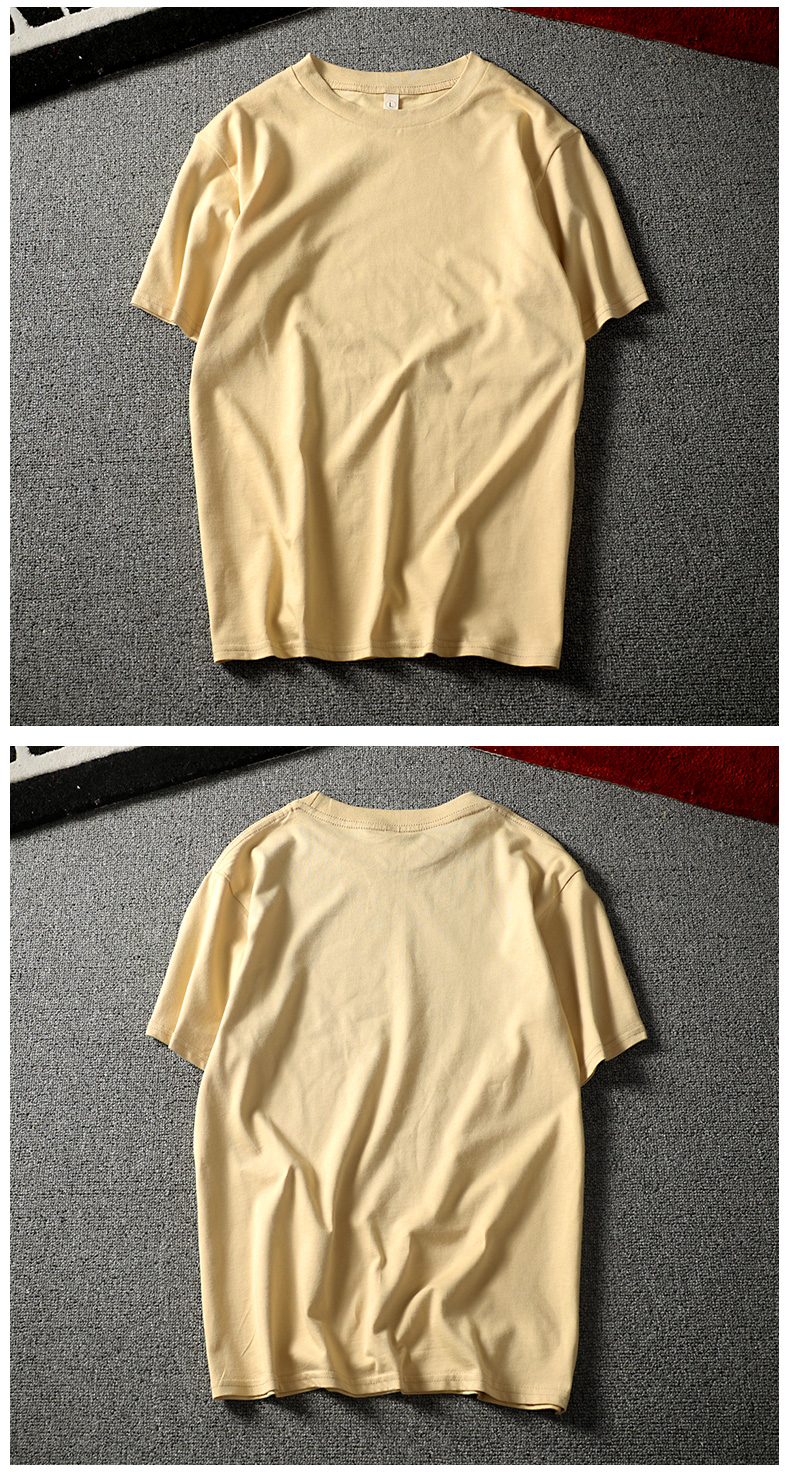 Áo thun nam tay ngắn mùa hè nam màu rắn rách nửa áo thun cotton cổ tròn đơn giản áo sơ mi chạm đáy áo sơ mi nam áo thun nam cổ tròn