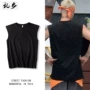 Kan vai vest nam tay áo rộng tập thể dục chạy bộ quần áo bóng rổ rộng vai áo thun bãi biển mùa hè cotton hàng đầu - Áo vest cotton áo vest da nam