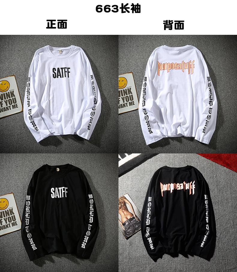 Hàn quốc INS Harajuku Thủy Triều thương hiệu raglan tay áo letter in ấn vòng cổ dài tay T-Shirt nam giới và phụ nữ sinh viên mùa xuân phần mỏng thủy triều