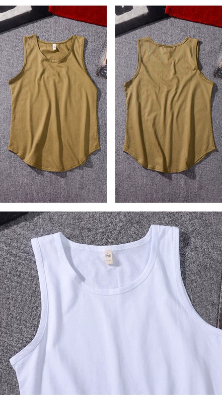Quần cotton nam treo băng rộng dài đoạn liền màu vest châu Âu và Mỹ dạo phố xuân hè cao cấp lấy áo không tay dưới đáy triều - Áo vest cotton áo phao lông vũ