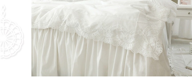 Xuân Yu giường bông gia đình Hàn Quốc bốn giường váy bedspread phong cách mục vụ bốn bộ bông ren công chúa - Bộ đồ giường bốn mảnh bộ chăn ga gối everon
