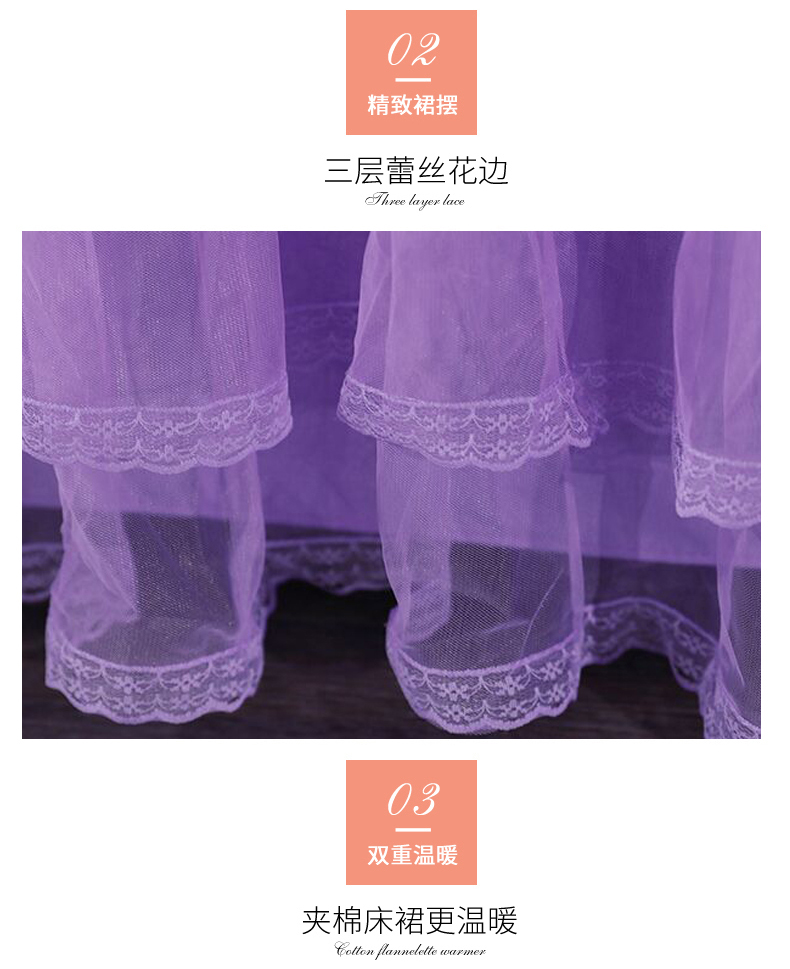 Công chúa Xuân Yu thêm bông đám cưới mùa đông ấm áp dày giường bedspread bông váy một gia đình bốn chải 1.8m ren chăn - Bộ đồ giường bốn mảnh chăn ga gối đệm cưới