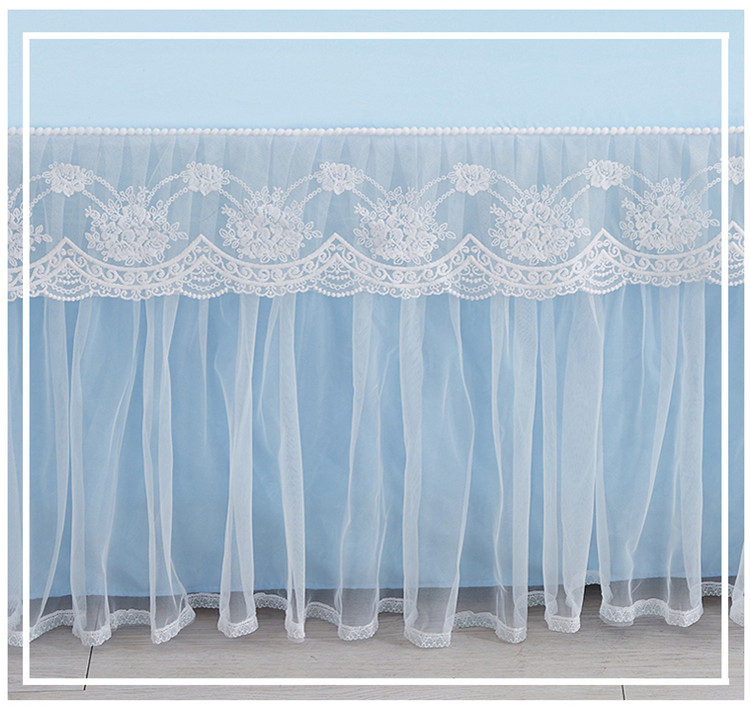 Yu Xuân Hàn Quốc phiên bản của công chúa gió giường ren phong cách váy gia đình bedspread chăn bốn giường màu ren rắn đặt nhiều 1.8m - Bộ đồ giường bốn mảnh chan ga goi