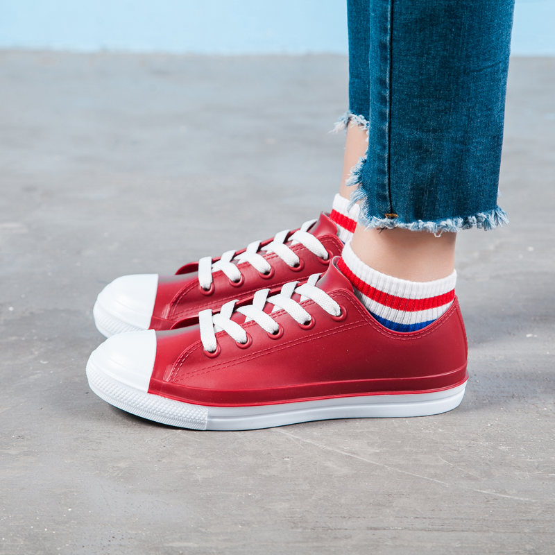 Summer New Waterproof Rain Shoes Women Light Fashion Short Cylinder Rubber Shoes Non-slip Light Mouth Water Shoes Students Rain Boots Cover Shoes