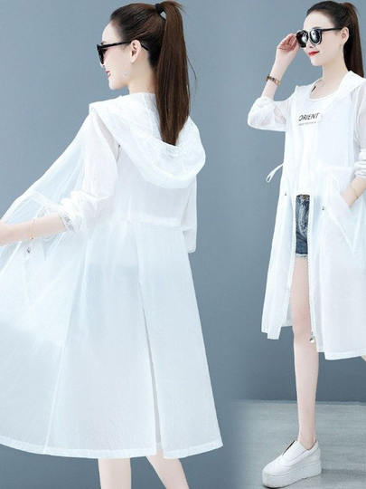 轻薄防晒衣女2025夏季新款韩版收腰超仙时尚中长款风衣防晒服