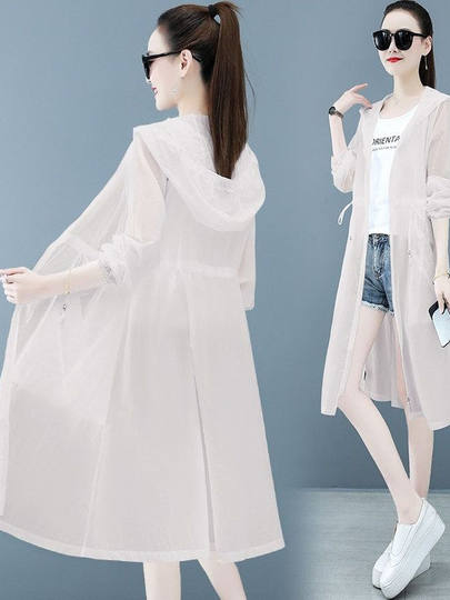 轻薄防晒衣女2025夏季新款韩版收腰超仙时尚中长款风衣防晒服