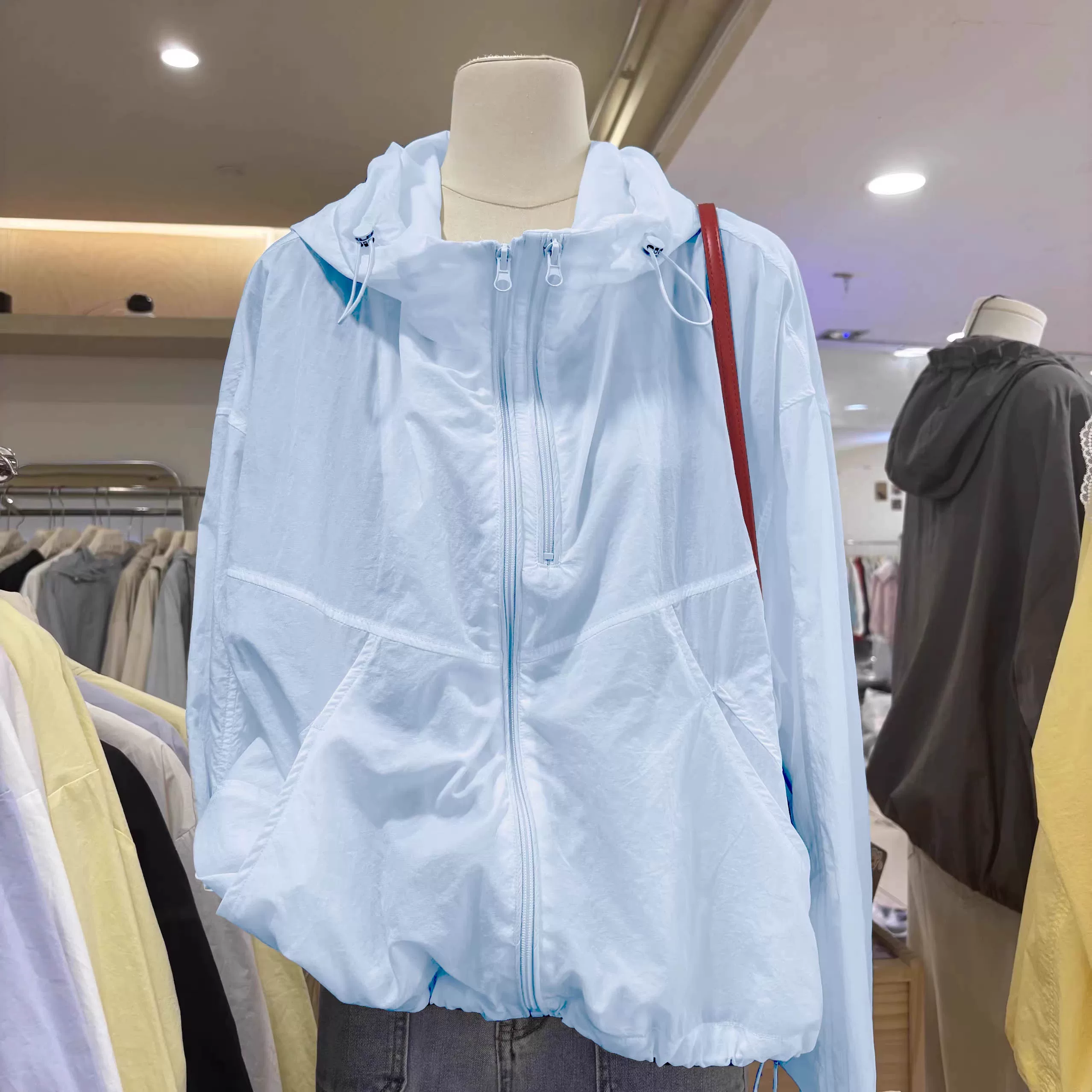 Легкая летняя куртка с капюшоном, oversize, защита от солнца