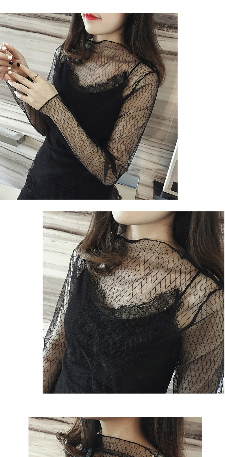 Mùa thu 2018 mới thời trang áo voan mới size lớn của phụ nữ hoang dã bên trong áo ren nhỏ lưới áo gạc áo công sở đẹp