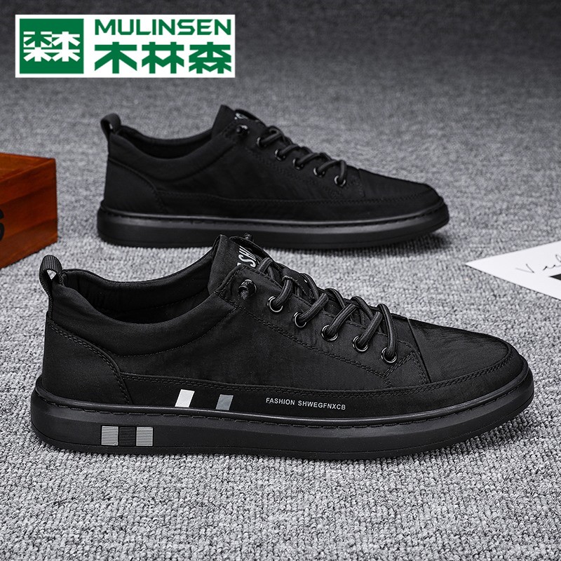 Wood Linson Men Shoes 2022 New Summer Breathable Fabric Shoes Black Low Help Slide Board Shoes Men Casual Sports Tide Shoes