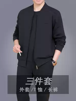 Middle-aged and elderly sports suit men spring and autumn three-piece father leisure suit old sportswear suit suit male father suit