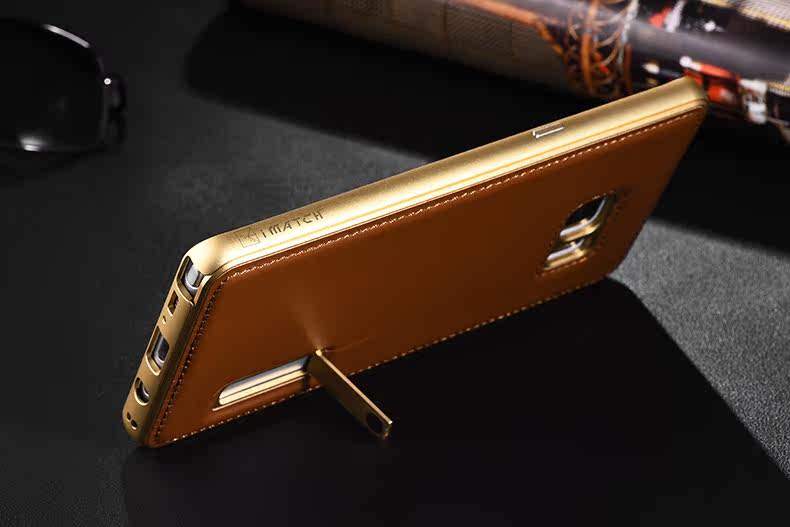 iMatch Luxury Aluminum Metal Bumper Premium Genuine Leather Back Cover Case for Samsung Galaxy Note 7 N9300