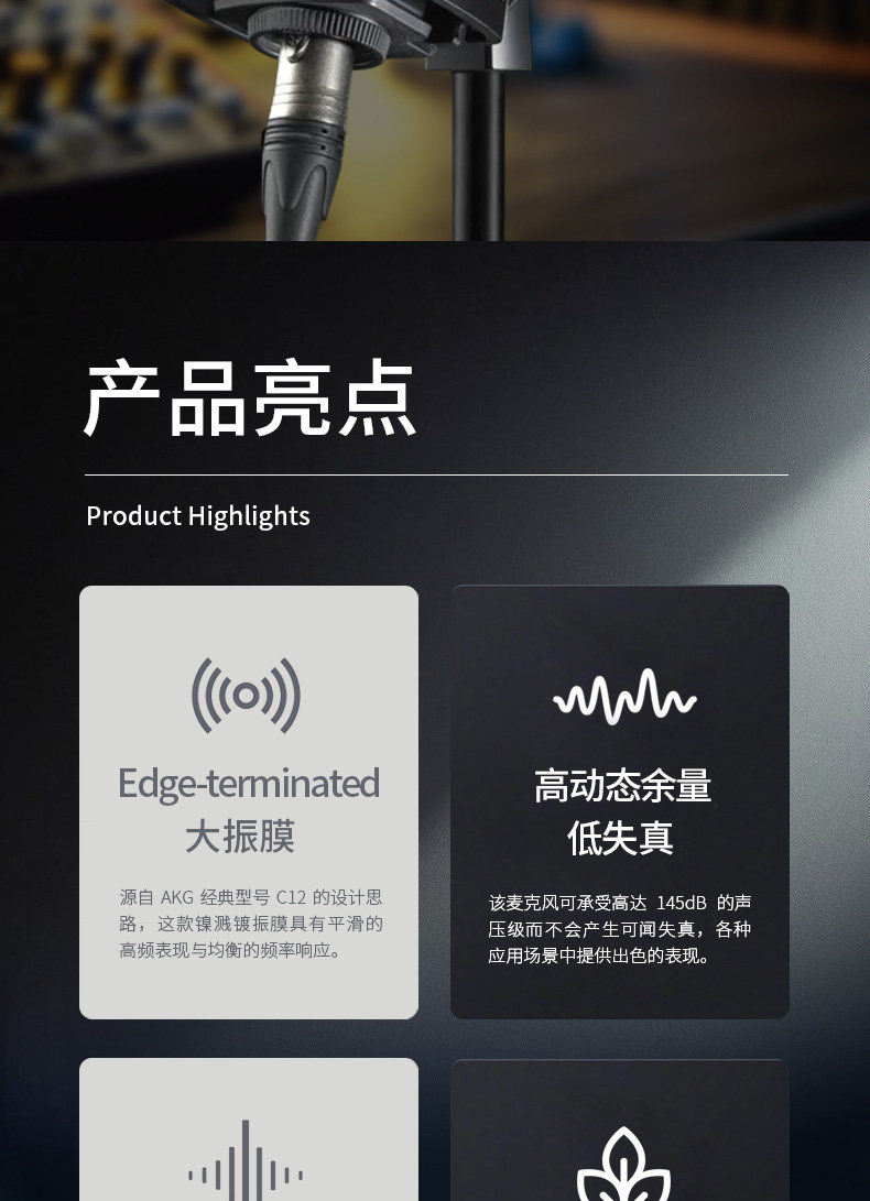 AKG爱科技C114大振膜电容麦克风 专业人声乐器配音有声书录音话筒