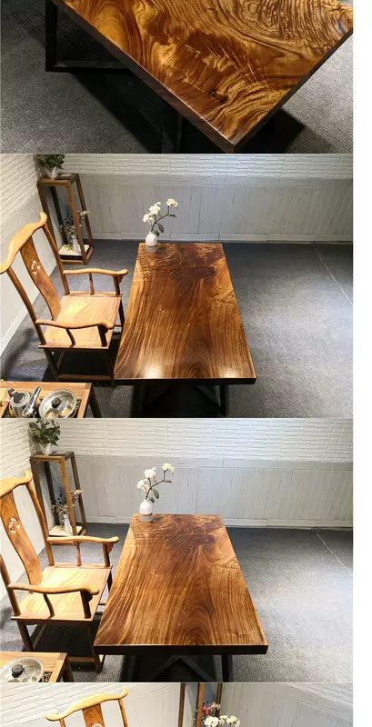 Bàn ghế gỗ óc chó sofa góc bàn máy tính để bàn gỗ rắn tấm bàn trà gỗ mực retro đồ nội thất bàn học - Nội thất văn phòng