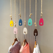 Clothing store chain top rack hanger ring display rack hanging wall hemp rope hanging wooden brand retro hanger