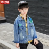 Джинсовая детская куртка для мальчиков, коллекция 2021, в корейском стиле, подходит для подростков, осенняя, в западном стиле