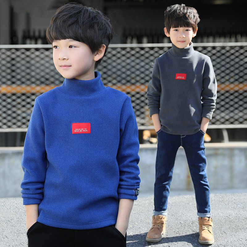 Boy hit bottom-shirt autumn winter style garnter thickened 2023 new half-height collar large child weavewear child warm clothing headsets-Taobao