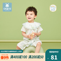 aqpa baby conjoined clothes short sleeve climbing clothes pure cotton thin newborn khacoat full cotton summer first baby pyjamas