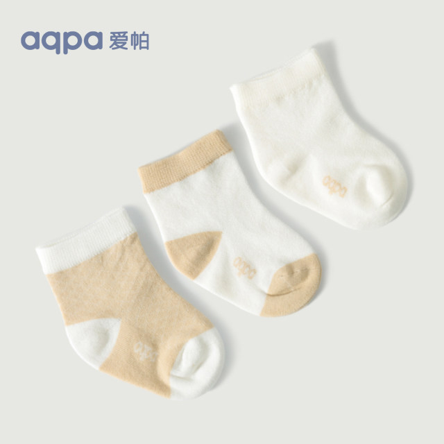 aqpa baby summer socks thin 3 pairs newborn baby cute socks mid-tube loose mouth 0-1-3 ປີ